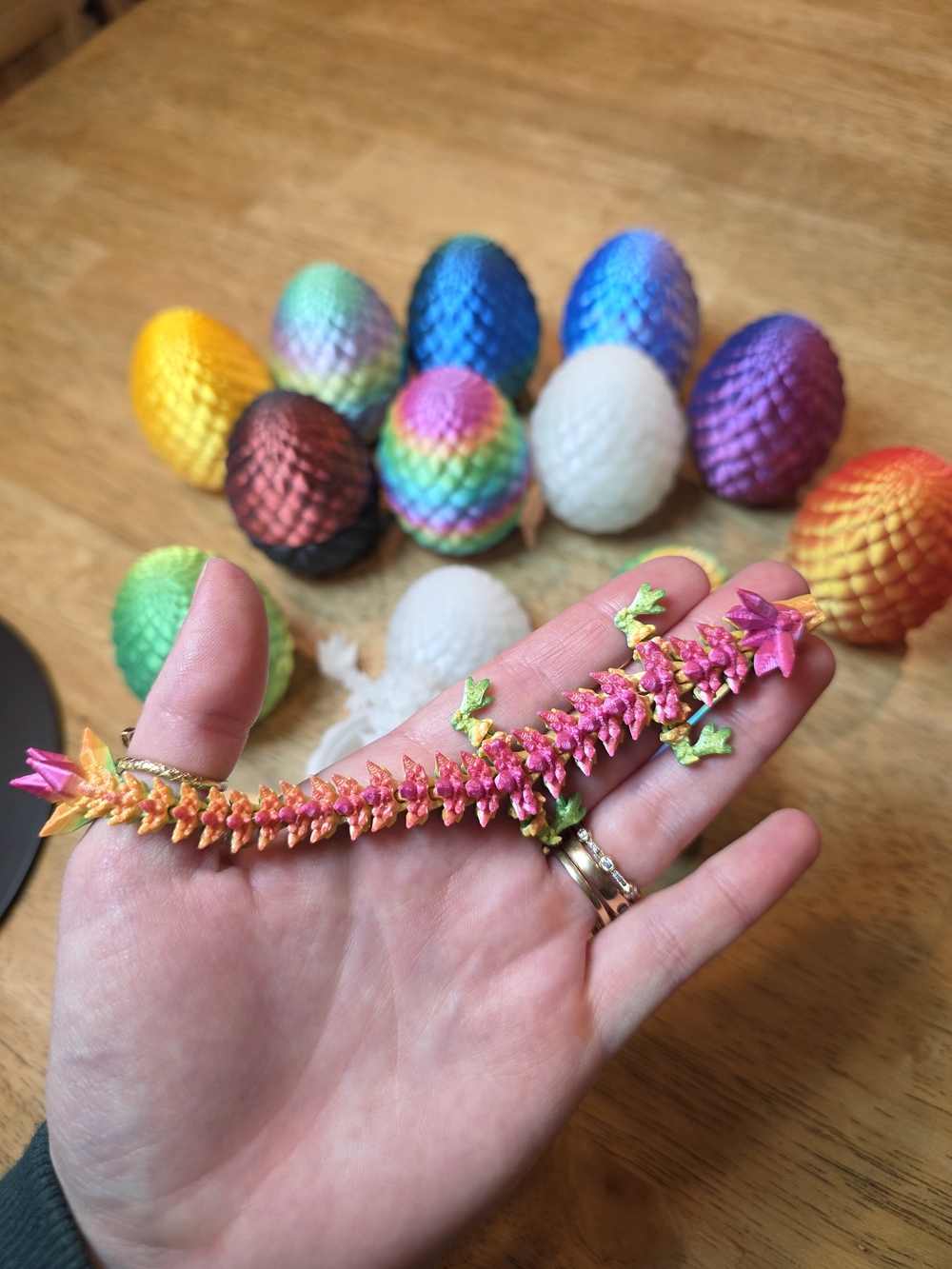 12- 3D Printed Rainbow Dragon Eggs - Multicolor - Picture 3 of 6